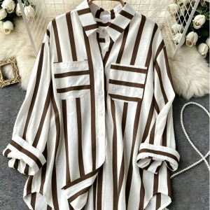 Women’s Striped Loose Casual Lapel Shirt